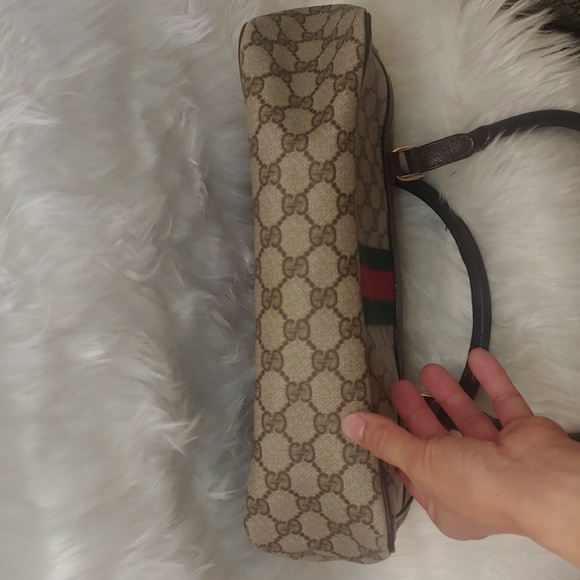 Authentic Vintage Gucci GG Monogram Supreme Sherry Web Ophidia Boston Shoulder - Picture 5 of 10